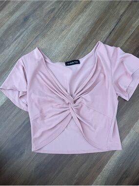 La Bella Vida Pink Twist-Front Crop Top